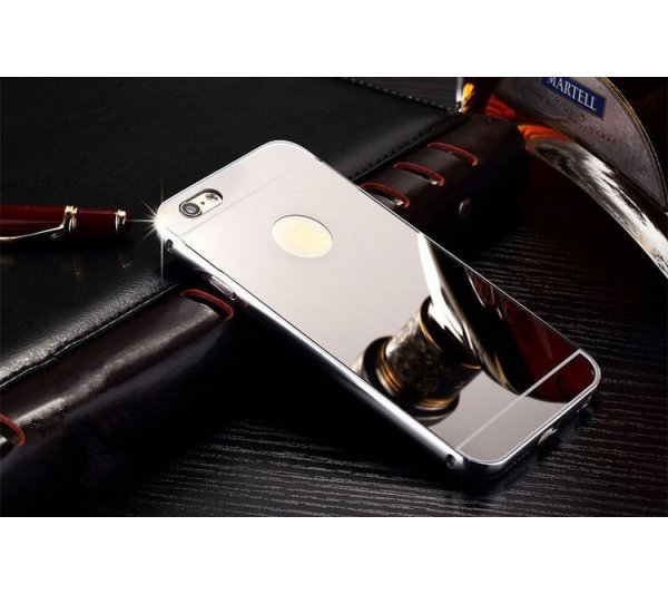 Zrkadlový kryt + bumper iPhone 6/6S - strieborný